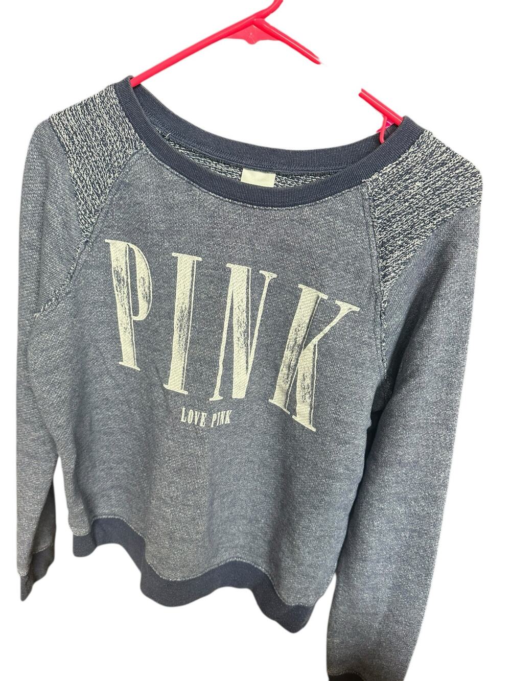Pink Victoria's Secret Light Blue Terry Cloth Sweatshirt Women's Size Small